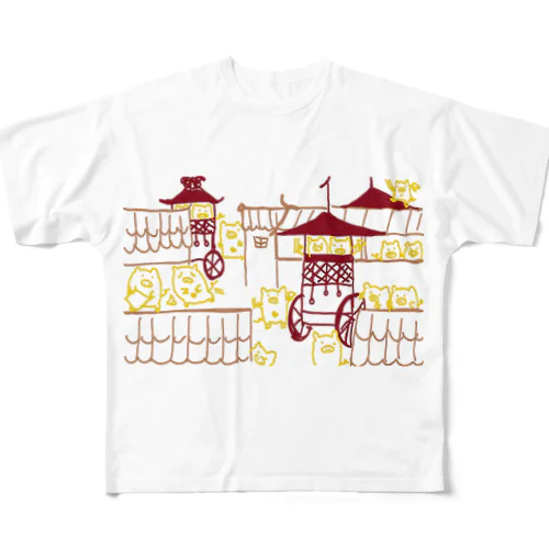 ぶた（わっしょい祭りだ） All-Over Print T-Shirt