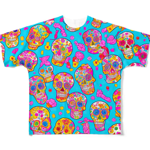 シュガースカルのかわいいカラフルなパターンのフィギュア All-Over Print T-Shirt