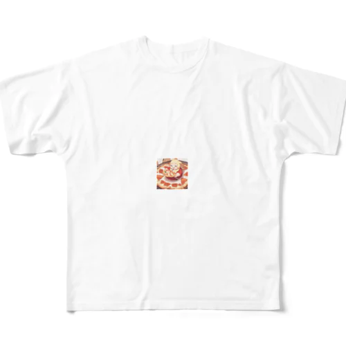 ピザを食べるデブ フルグラフィックTシャツ