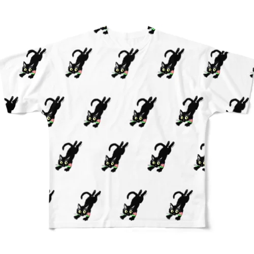 黒猫チョコちゃん大脱走 All-Over Print T-Shirt