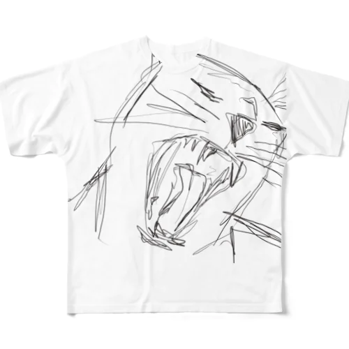 あくび猫 All-Over Print T-Shirt