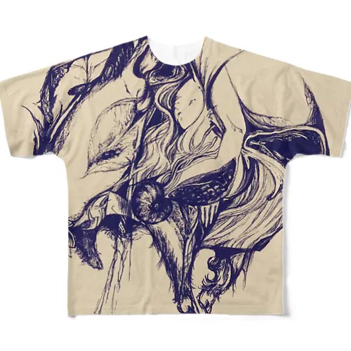 亥の獅子と魔女 All-Over Print T-Shirt