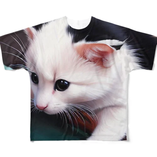 猫 フルグラフィックTシャツ