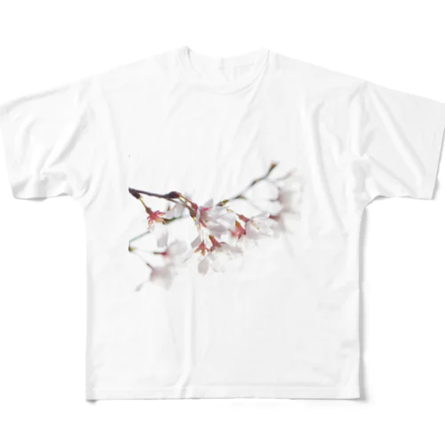 春の訪れを告げる美しい桜の花びら フルグラフィックTシャツ