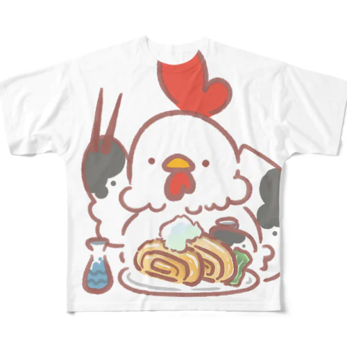 にわとりだし巻き卵 All-Over Print T-Shirt