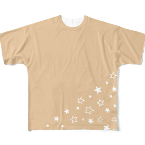 STAR LIGHT Tシャツ ベージュ フルグラフィックTシャツ