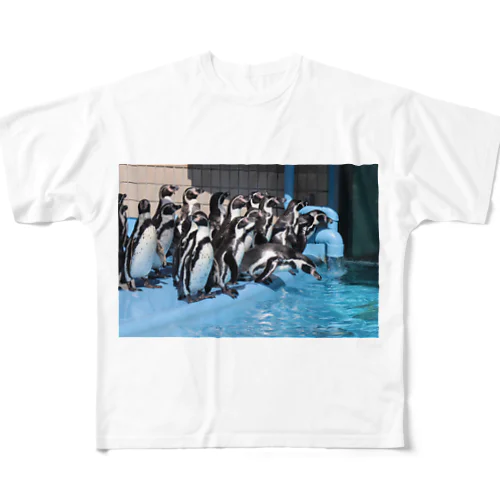 水族館のペンギン All-Over Print T-Shirt