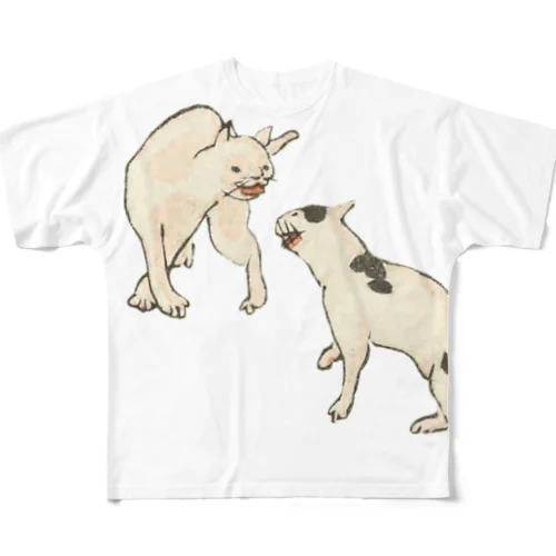 猫　教訓善悪子僧揃 / Lessons good and bad children monks All-Over Print T-Shirt