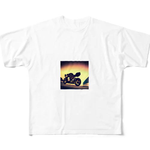 独創的なバイクプリント All-Over Print T-Shirt