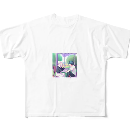 エモい大学生のカップル All-Over Print T-Shirt