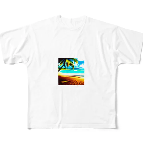 ハワイの海 フルグラフィックTシャツ