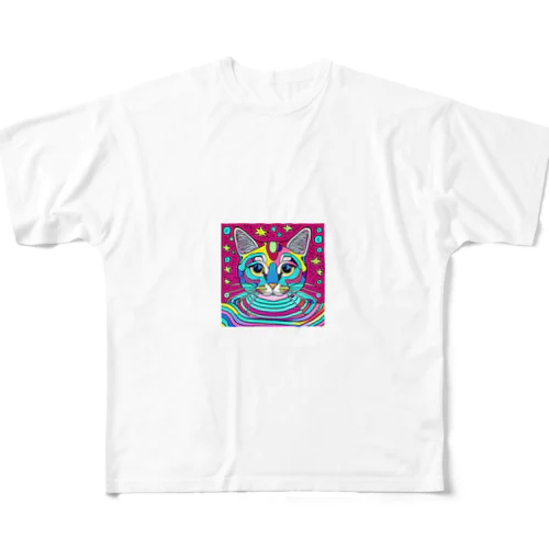 サイケデリックな猫 All-Over Print T-Shirt