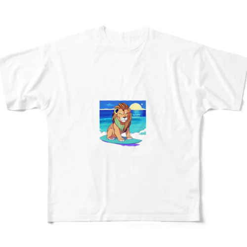 波乗りのライオン フルグラフィックTシャツ