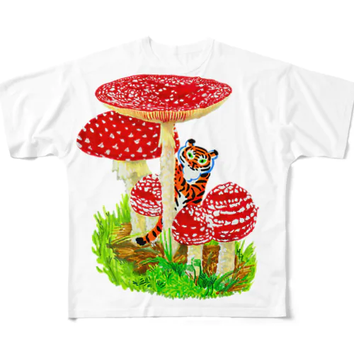 ベニテングダケとトラちゃん All-Over Print T-Shirt