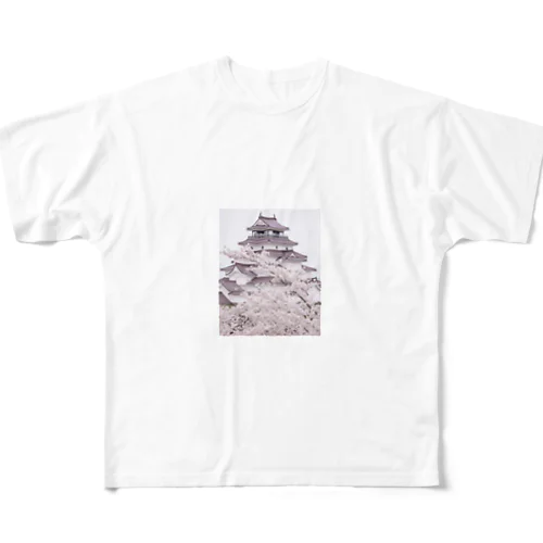 シロと桜 All-Over Print T-Shirt