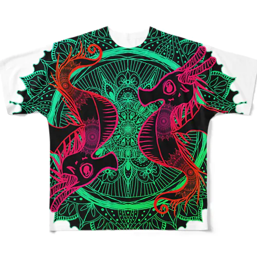 タツノオトシゴ 曼荼羅 陰陽 All-Over Print T-Shirt