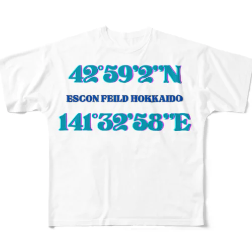 野球場　地図　座標 All-Over Print T-Shirt