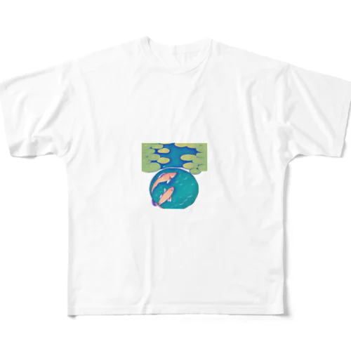 戯れの鯉 フルグラフィックTシャツ
