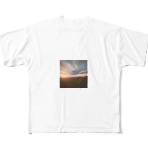 空《夕日》 フルグラフィックTシャツ