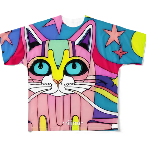 昇天ねこ All-Over Print T-Shirt