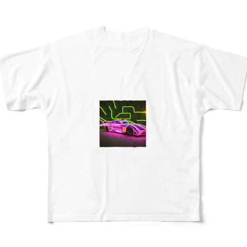 ネオンライトのスポーツカー All-Over Print T-Shirt