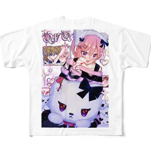 ^..^ ੭ フルグラフィックTシャツ