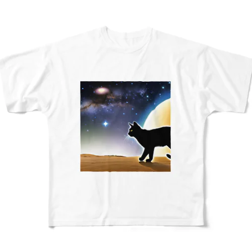 火星猫 フルグラフィックTシャツ