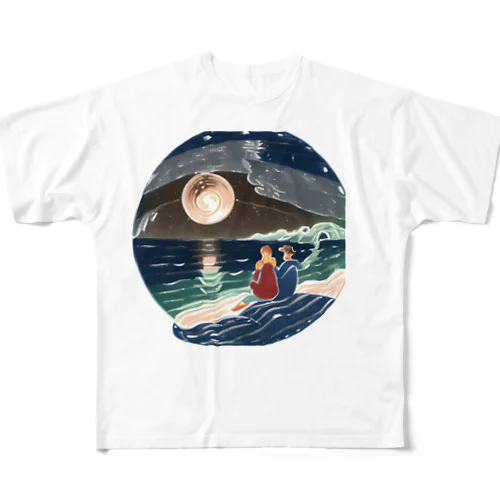 夜の海 フルグラフィックTシャツ