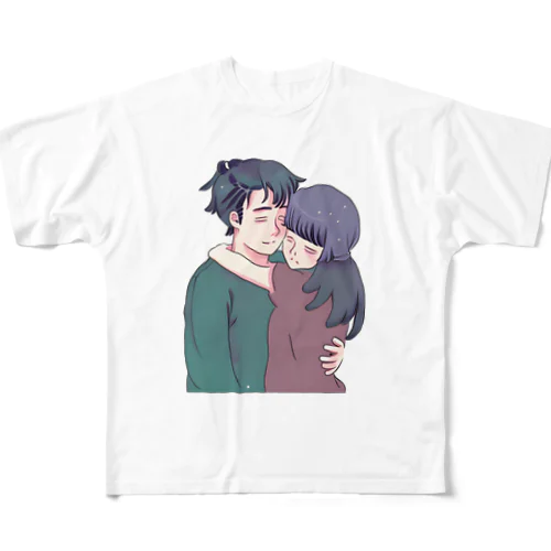 抱き合う二人 All-Over Print T-Shirt