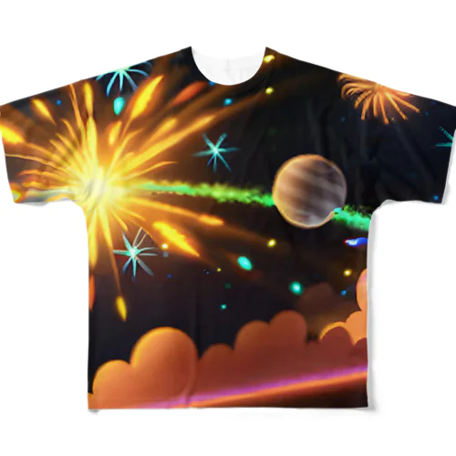 宇宙に咲く花火 All-Over Print T-Shirt