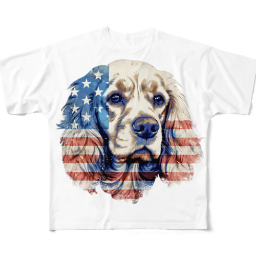 アメリカンコッカーアメリカ フルグラフィックTシャツ