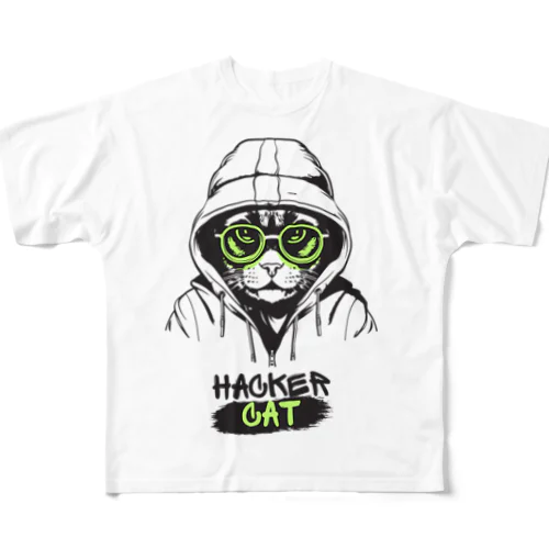 cat ハッカー　 フルグラフィックTシャツ