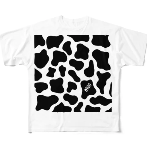 牛柄 Moo フルグラフィックTシャツ