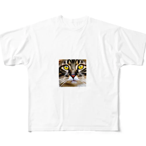 ドアップな猫！ All-Over Print T-Shirt