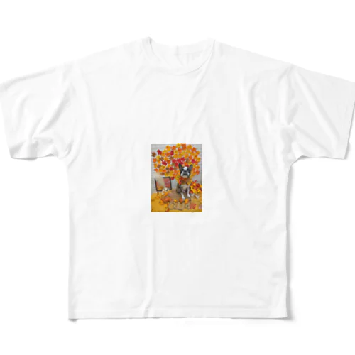 秋　ボストンテリアジョー君　ウィンク All-Over Print T-Shirt
