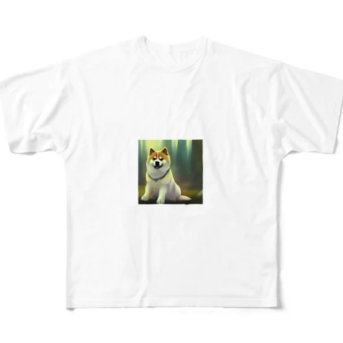 いぬ　秋田犬　かわいい フルグラフィックTシャツ