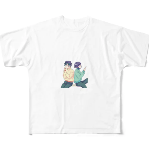 背中合わせで語り合う All-Over Print T-Shirt