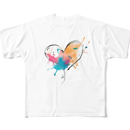 heart フルグラフィックTシャツ