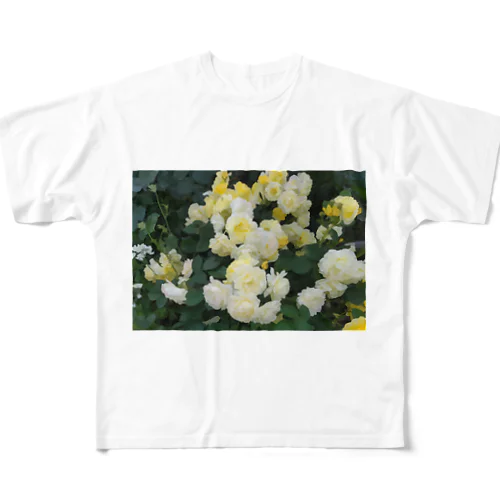 黄色い薔薇の花 フルグラフィックTシャツ