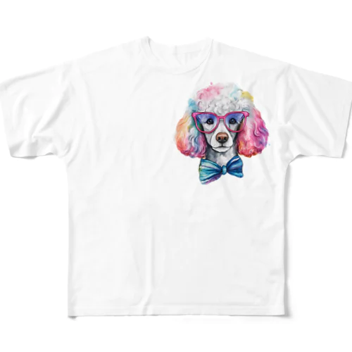 プードルめがね All-Over Print T-Shirt