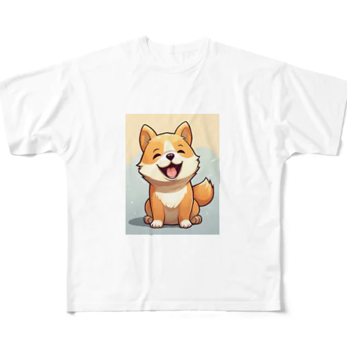 笑う柴犬 フルグラフィックTシャツ