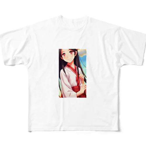 巫女さん All-Over Print T-Shirt