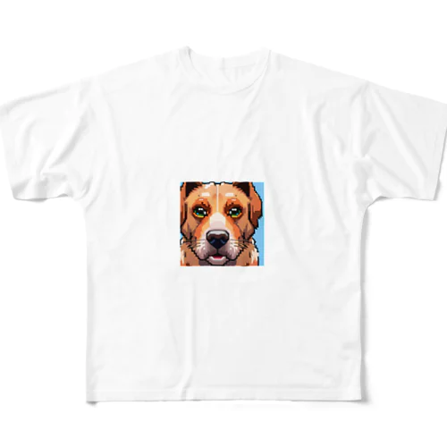 ドット絵の犬 フルグラフィックTシャツ