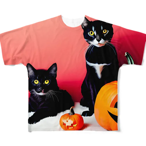 子猫達のハロウィン フルグラフィックTシャツ