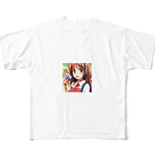 ヘッドホン美少女 フルグラフィックTシャツ