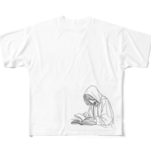 シンプルライフ　ー読書をする人ー All-Over Print T-Shirt