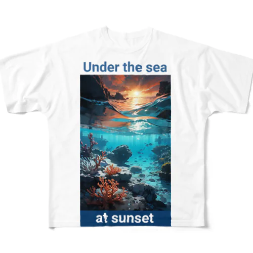 夕暮れの海の底！Under the SEA at sunset フルグラフィックTシャツ