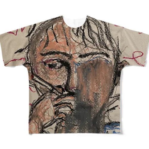 溶け出す顔にタバコを吸う。 All-Over Print T-Shirt