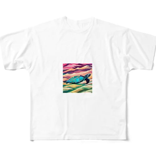 ピクセルアート　ウミガメ All-Over Print T-Shirt