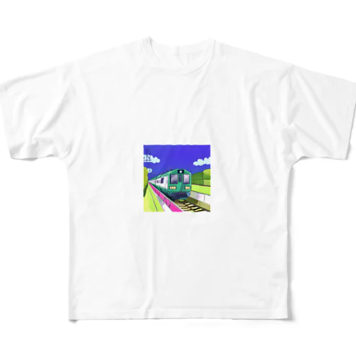 緑色の電車 All-Over Print T-Shirt